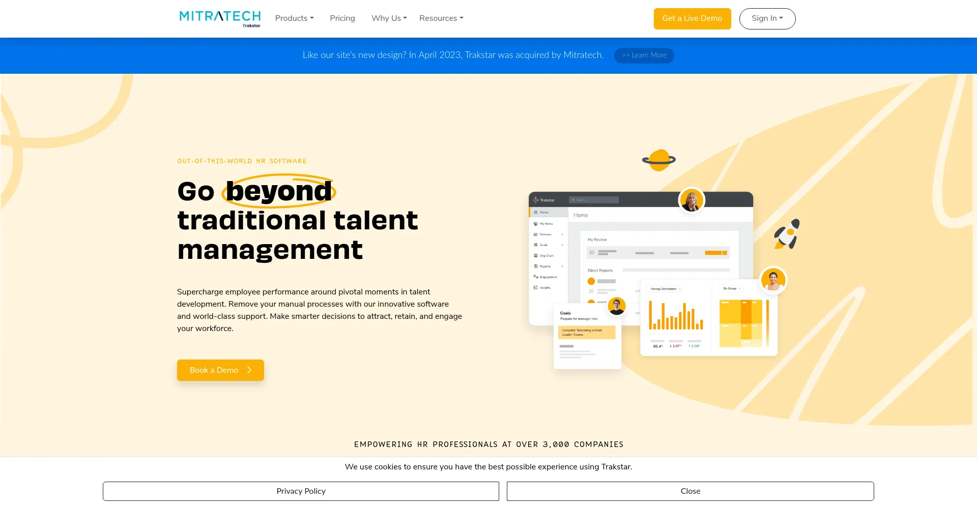 Website screenshot of Trakstar.com