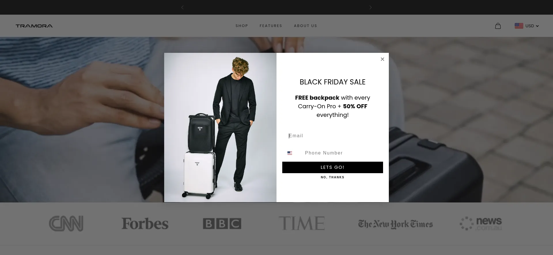 Website screenshot of Tramora.com