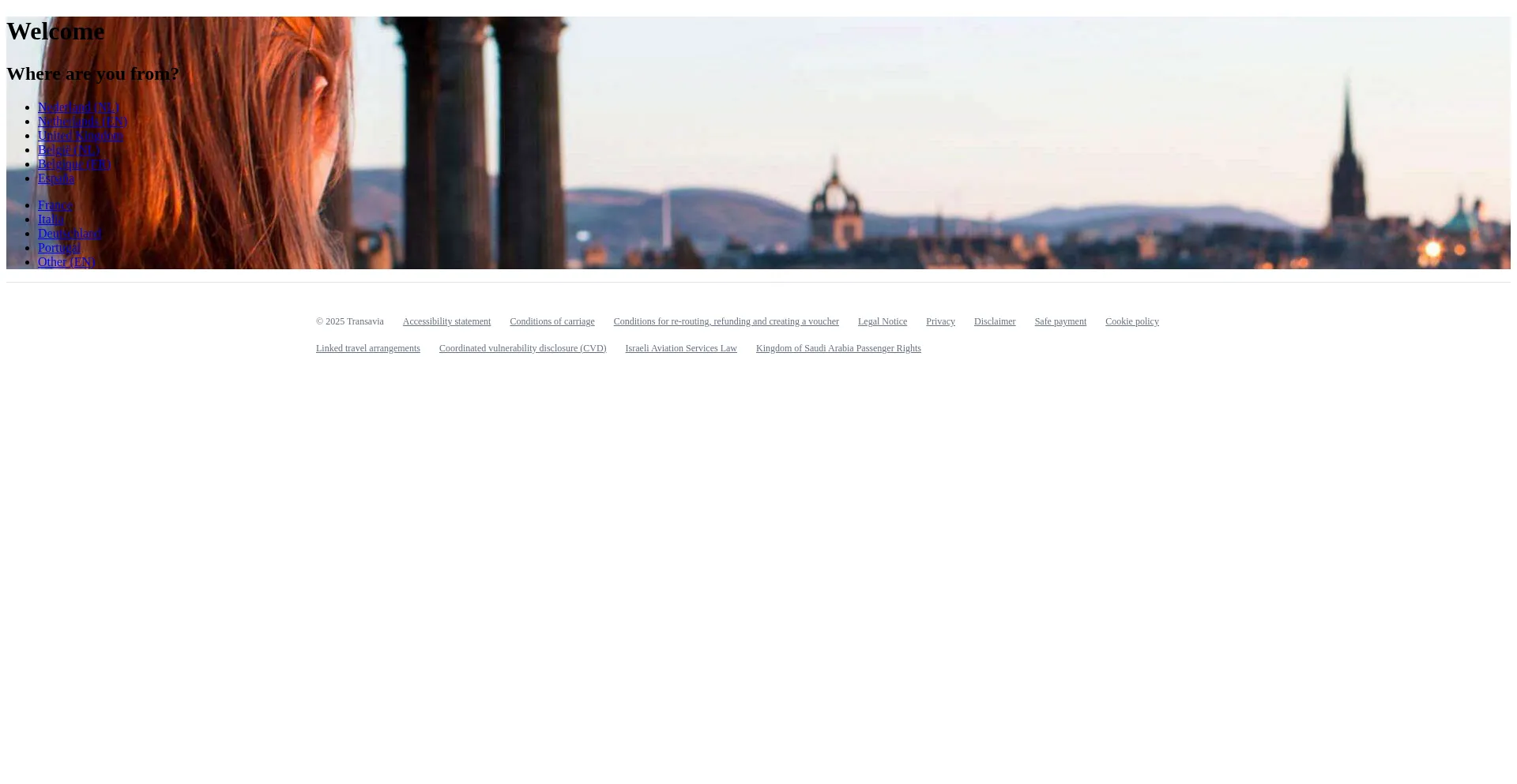 Website screenshot of Transavia.com