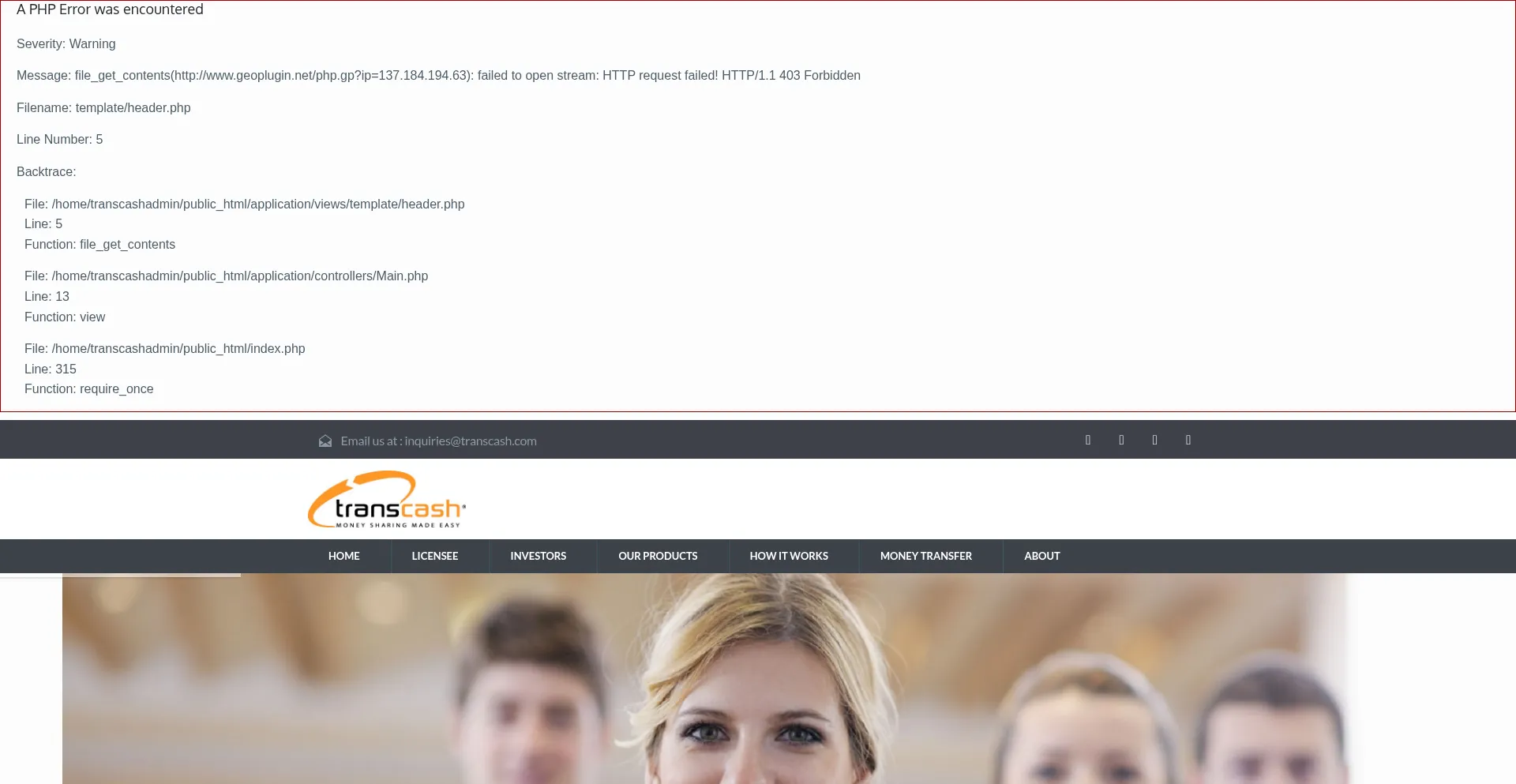 Transcash.com Screenshot