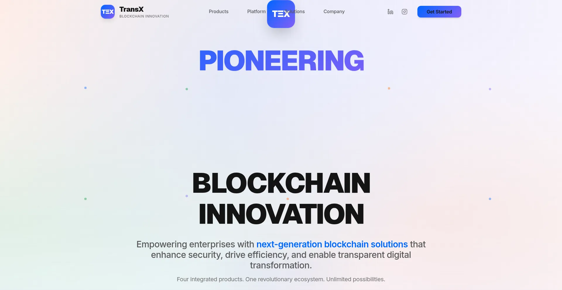 Website screenshot of Transx.dev