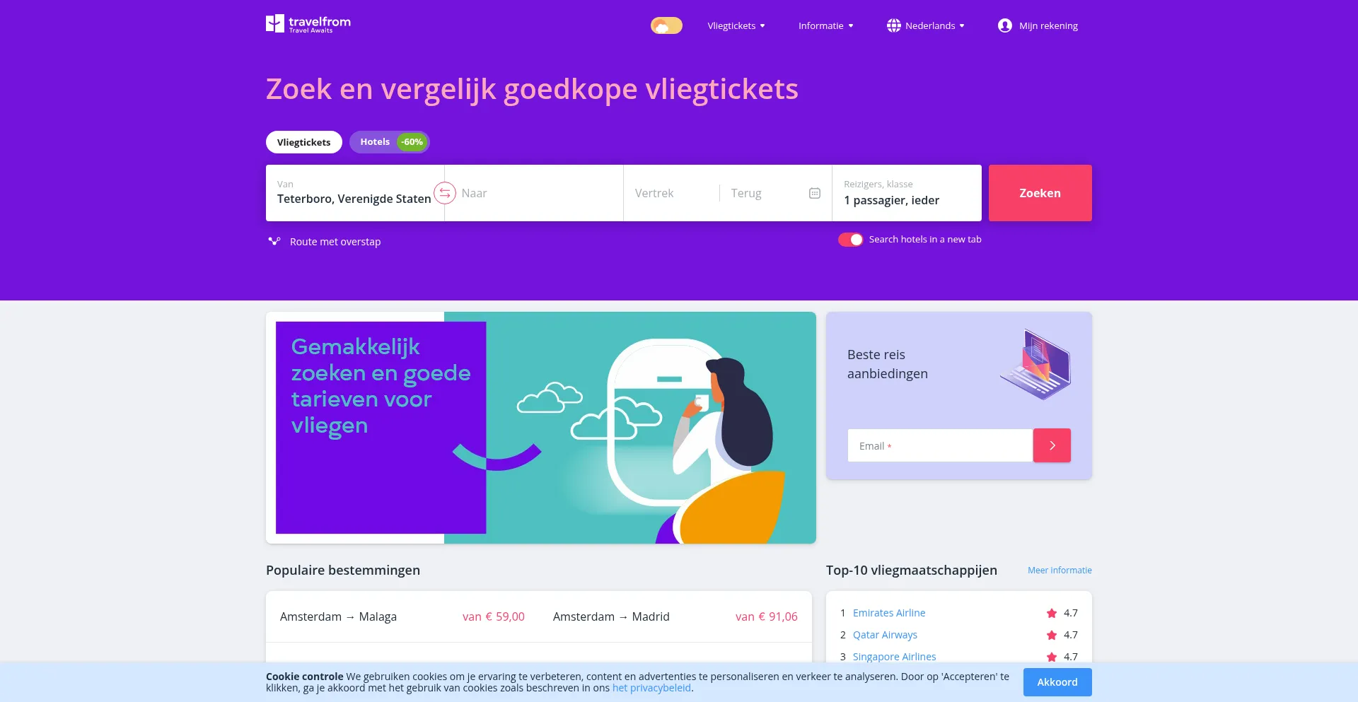 Travelfrom.nl Screenshot