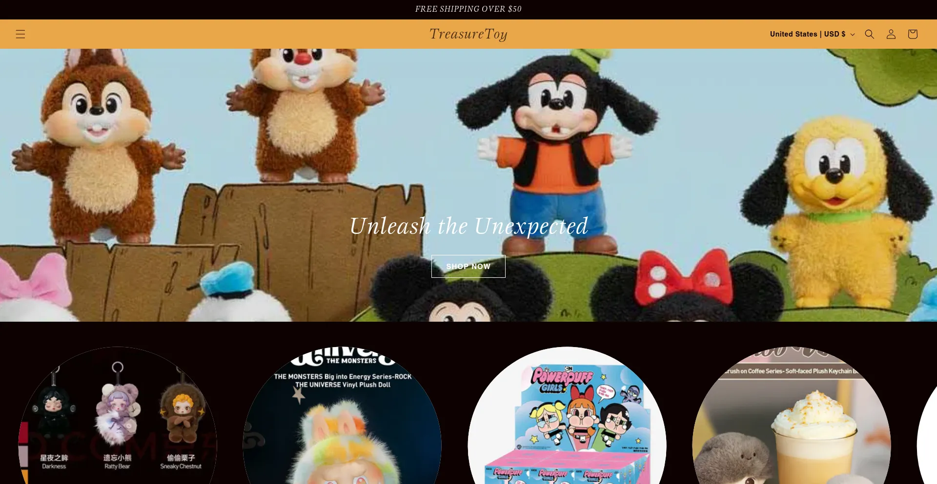Website screenshot of Treasuretoyus.myshopify.com