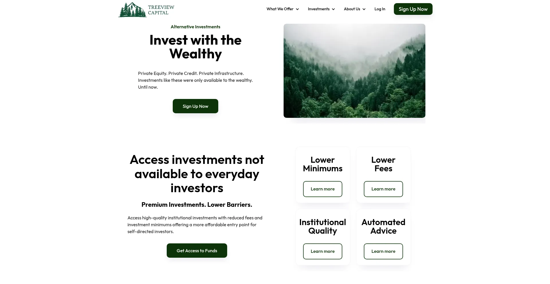 Website screenshot of Treeview.capital