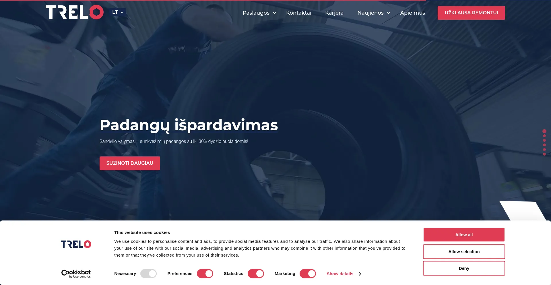 Website screenshot of Trelo.eu
