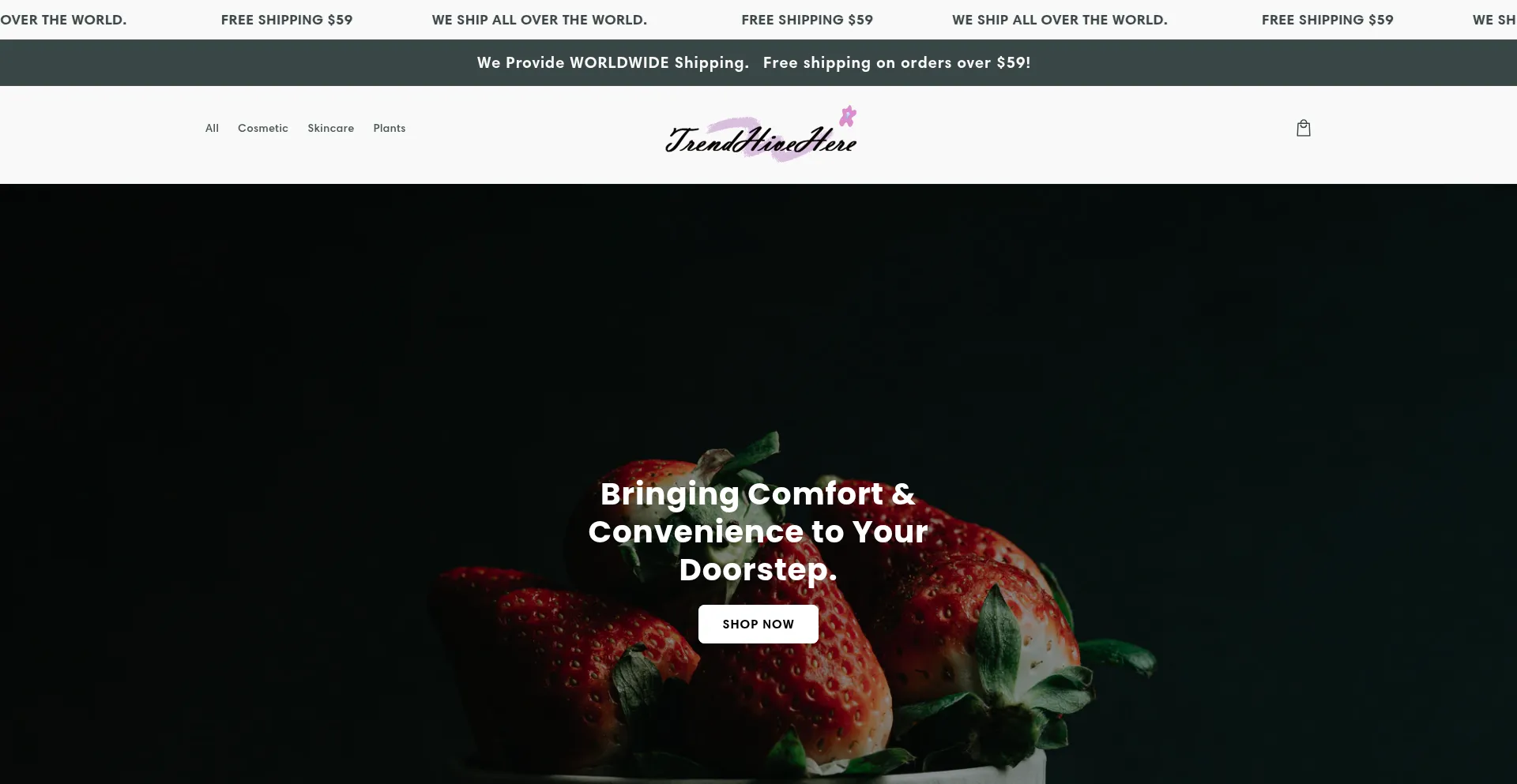 Website screenshot of Trendhivehere.us