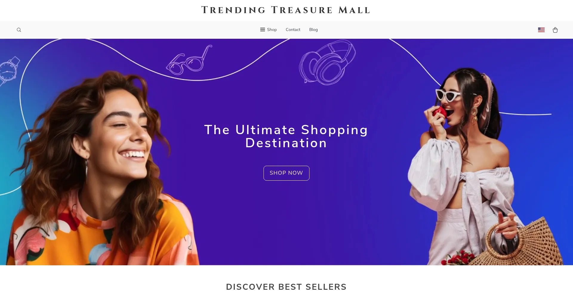 Website screenshot of Trendingtreasuremall.shop