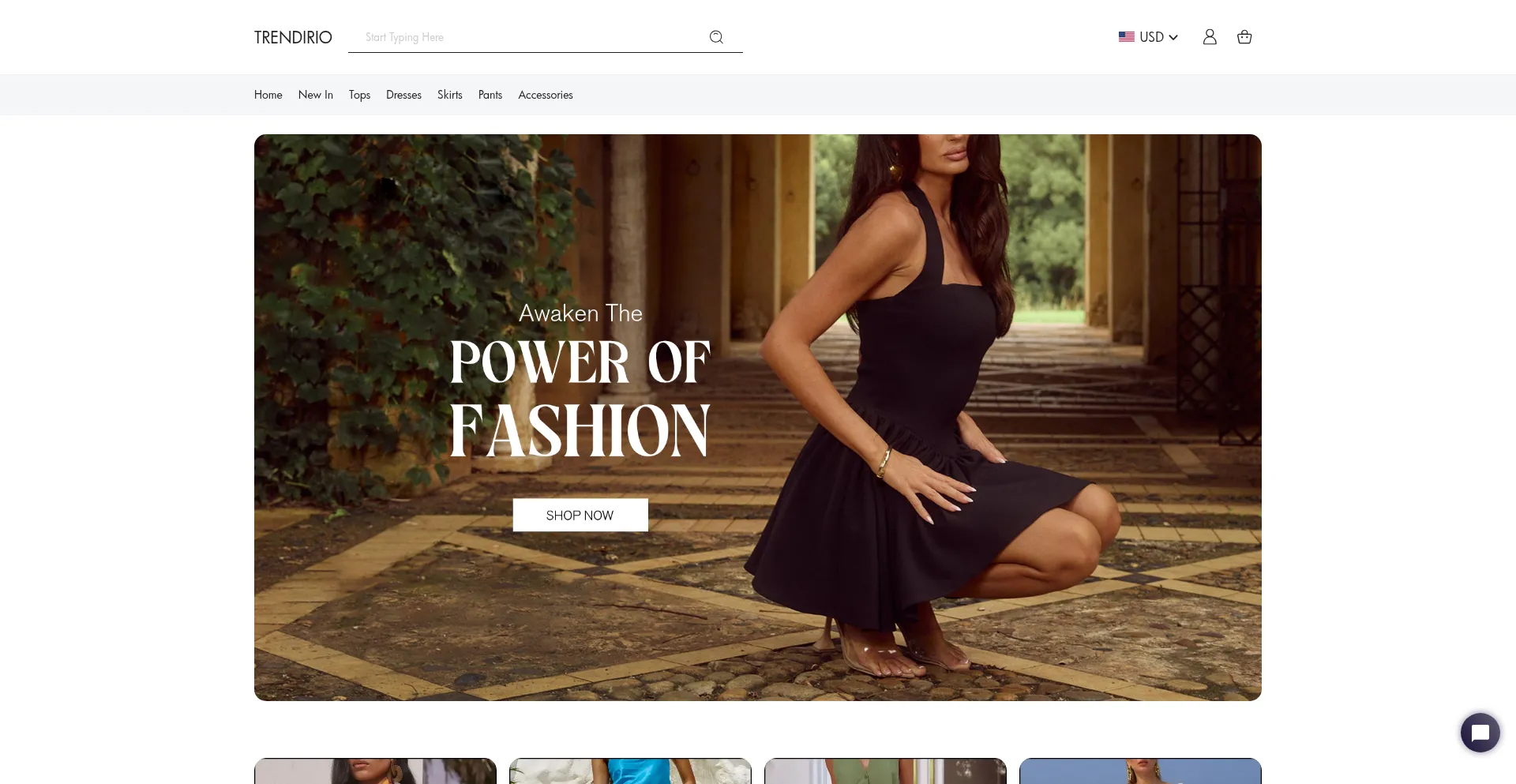Website screenshot of Trendirio.com