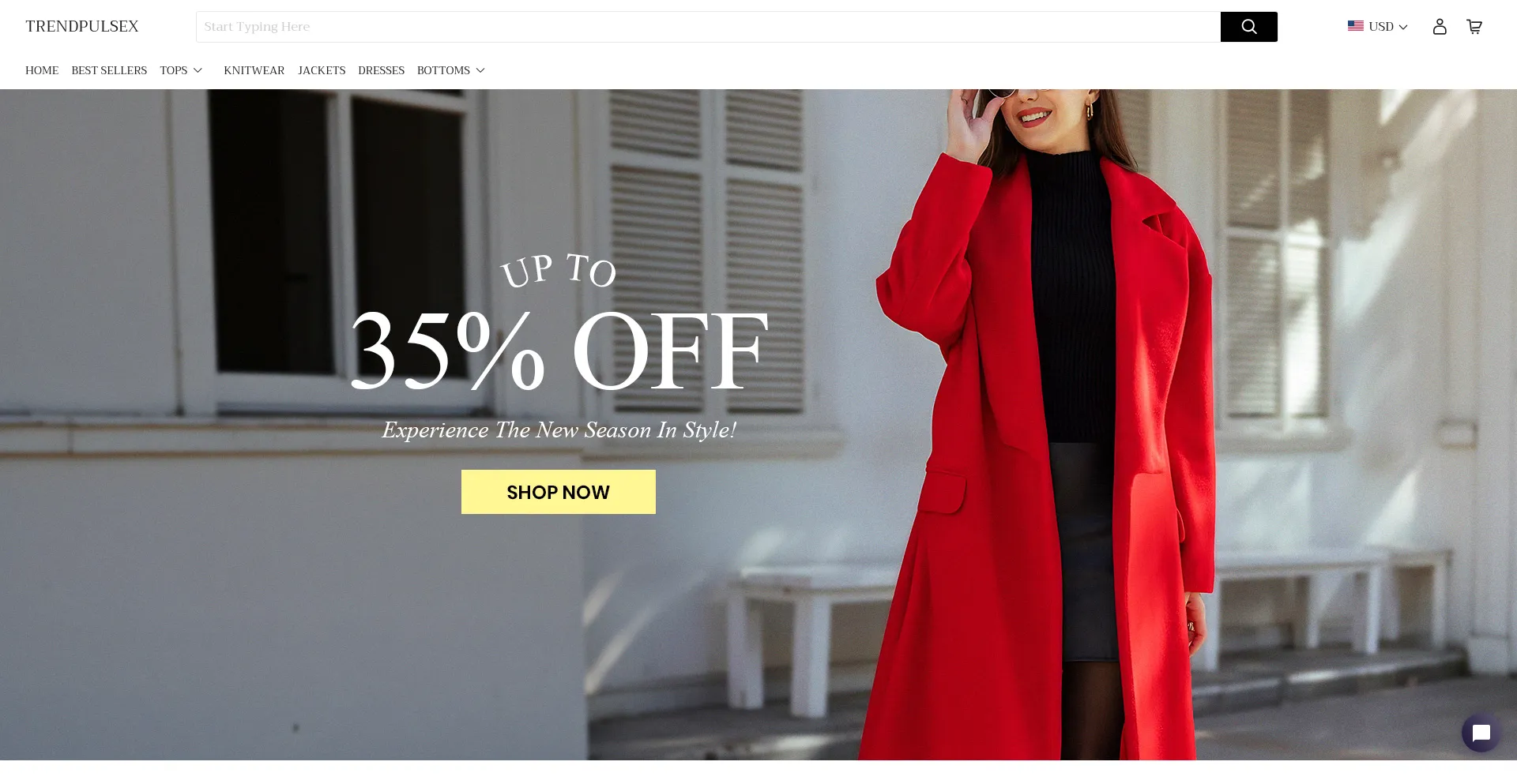 Website screenshot of Trendpulsex.com
