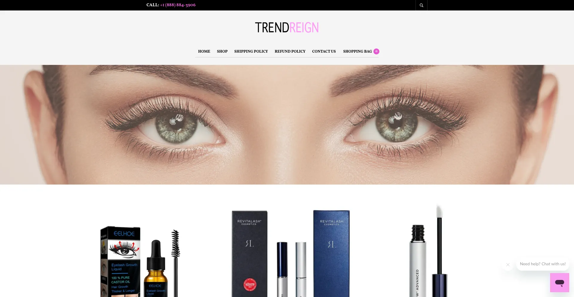 Website screenshot of Trendreign.com