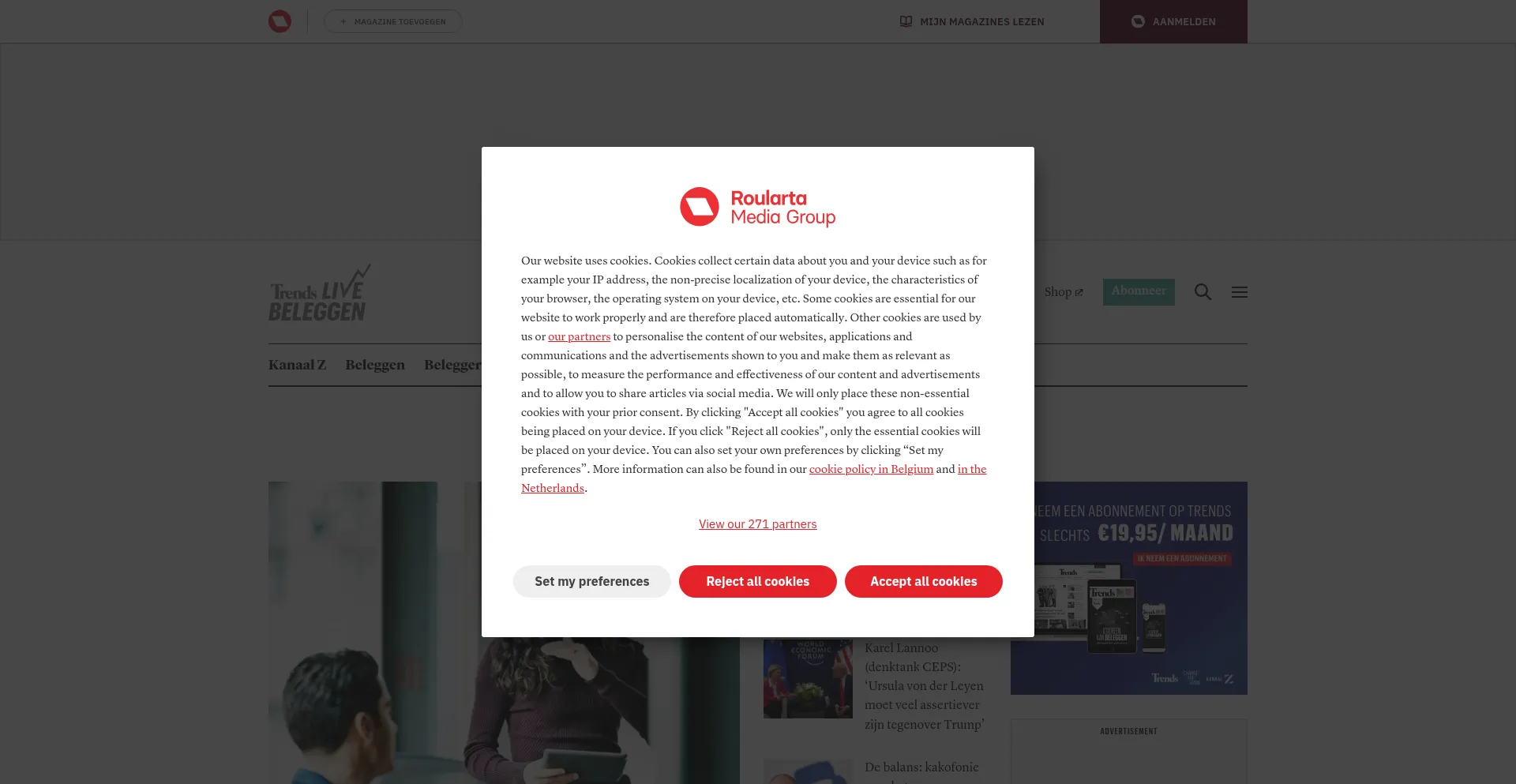 Website screenshot of Trends.knack.be