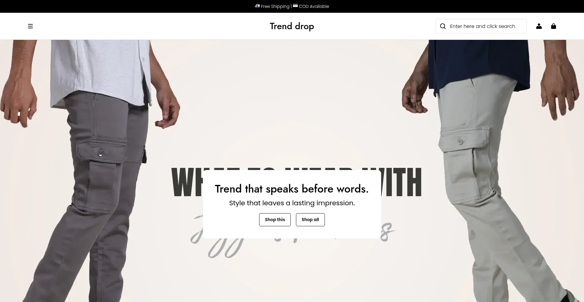 Website screenshot of Trendsdrop.store