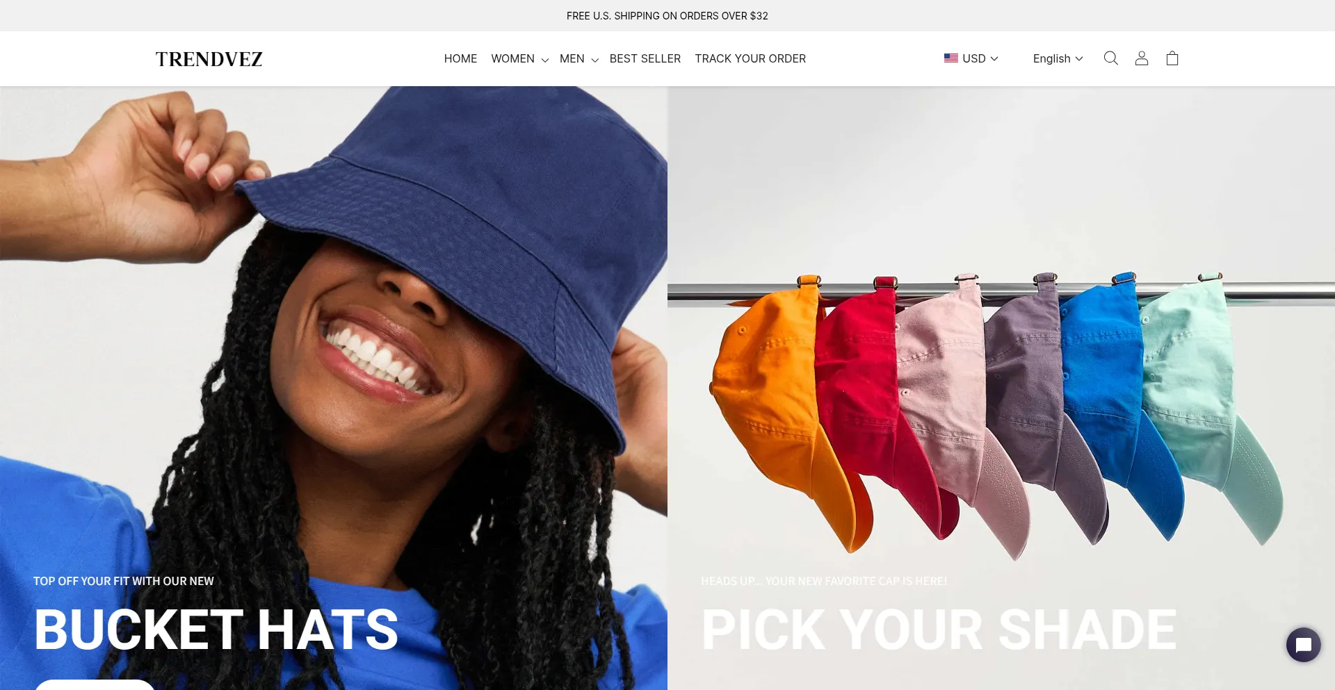 Website screenshot of Trendvez.com