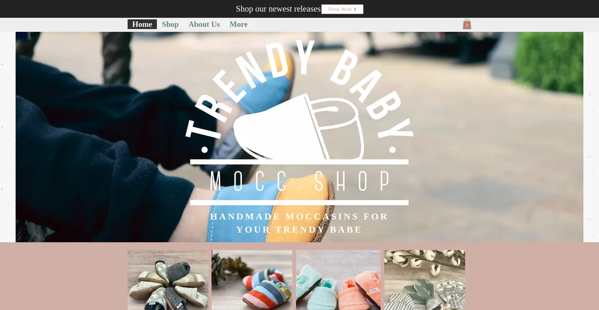 Website screenshot of Trendybabymoccshop.com