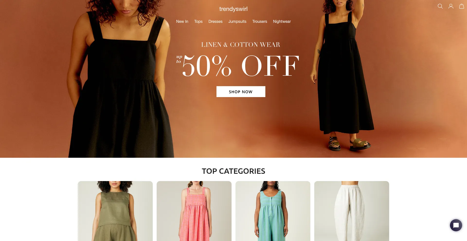 Website screenshot of Trendyswirl.com