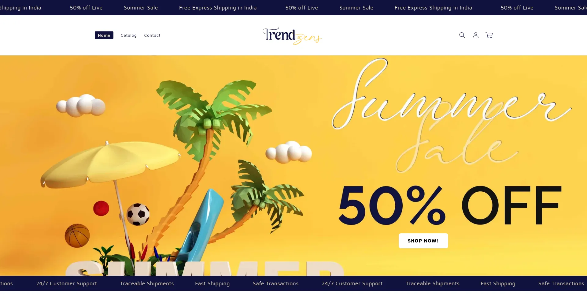 Website screenshot of Trendzens.com