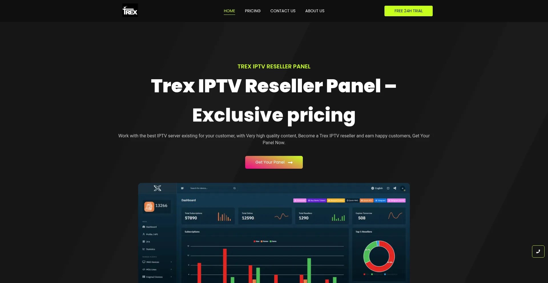 Website screenshot of Trexresellerpanel.com
