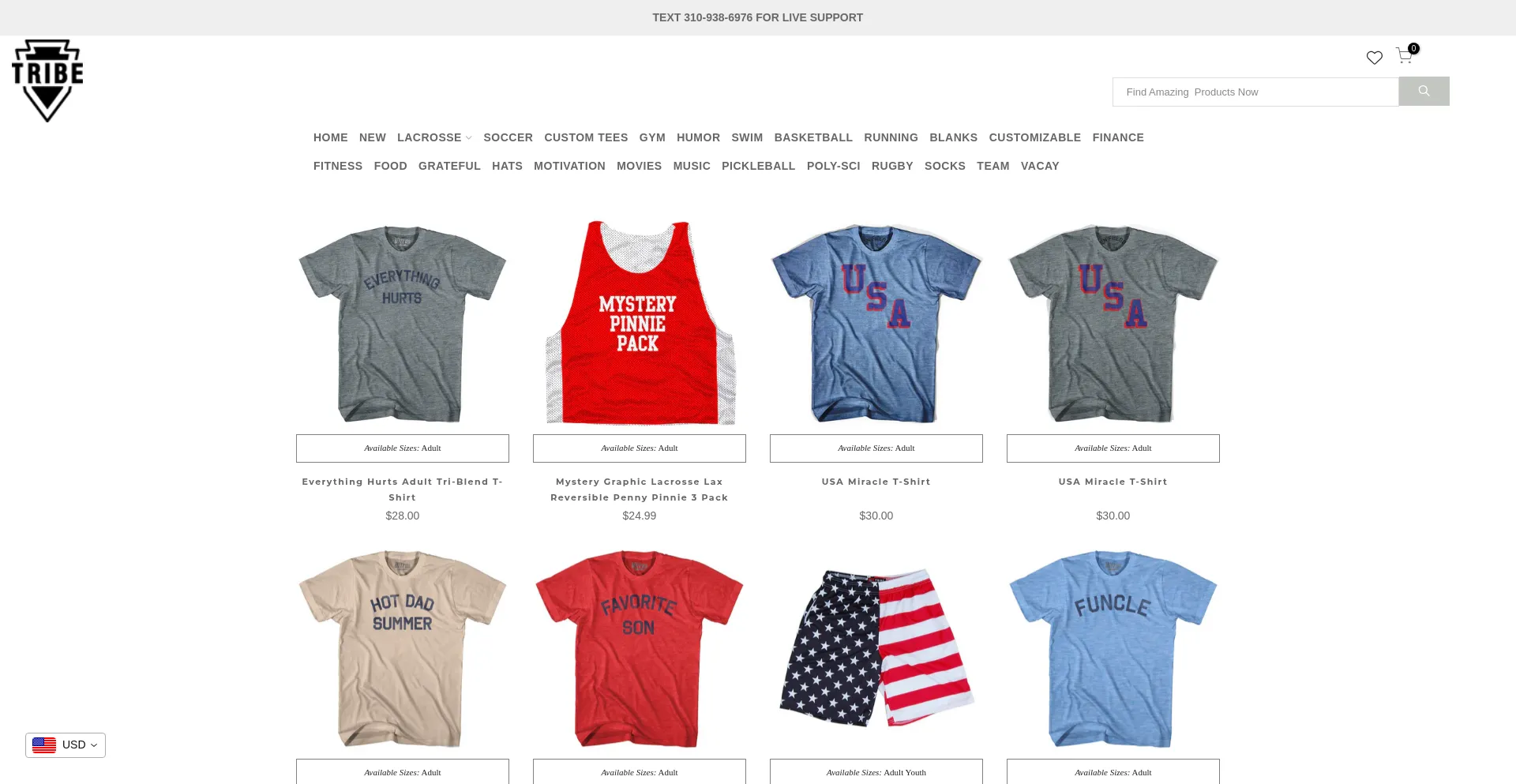 Website screenshot of Tribelacrosse.com