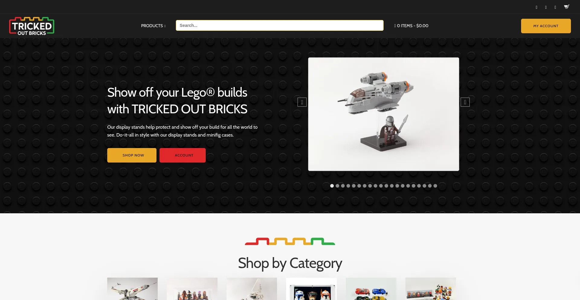 Website screenshot of Trickedoutbricks.com
