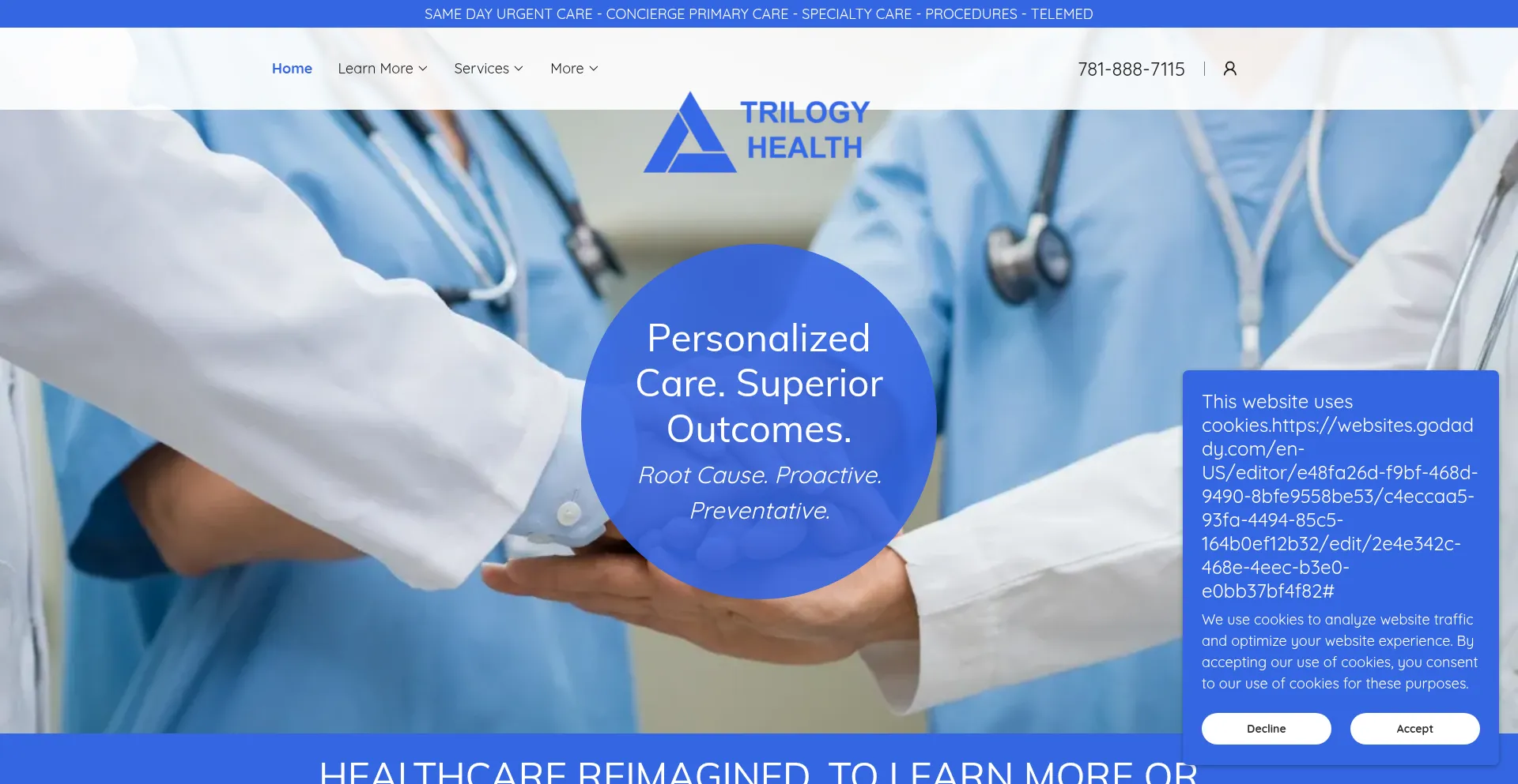 Website screenshot of Trilogyhealth.org