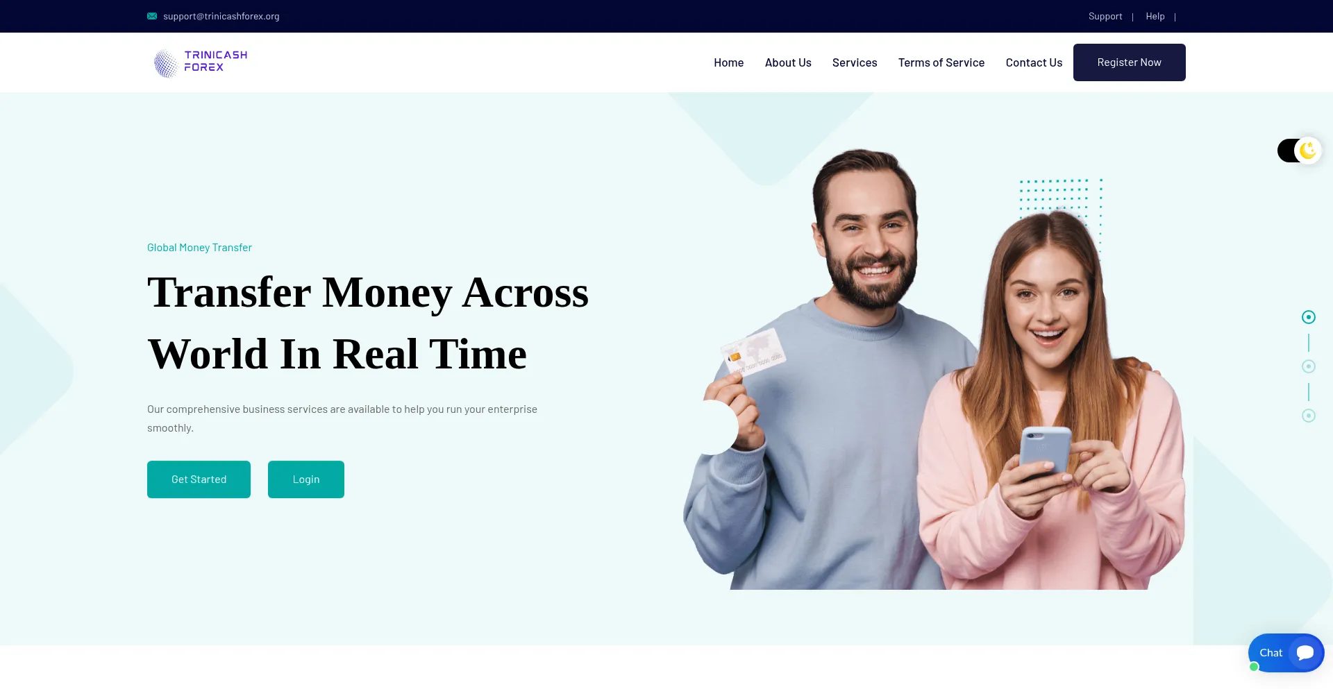 Website screenshot of Trinicashforex.org
