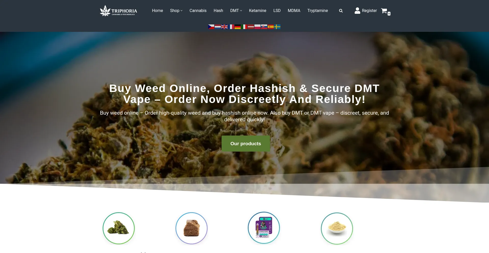 Website screenshot of Triphoria.com