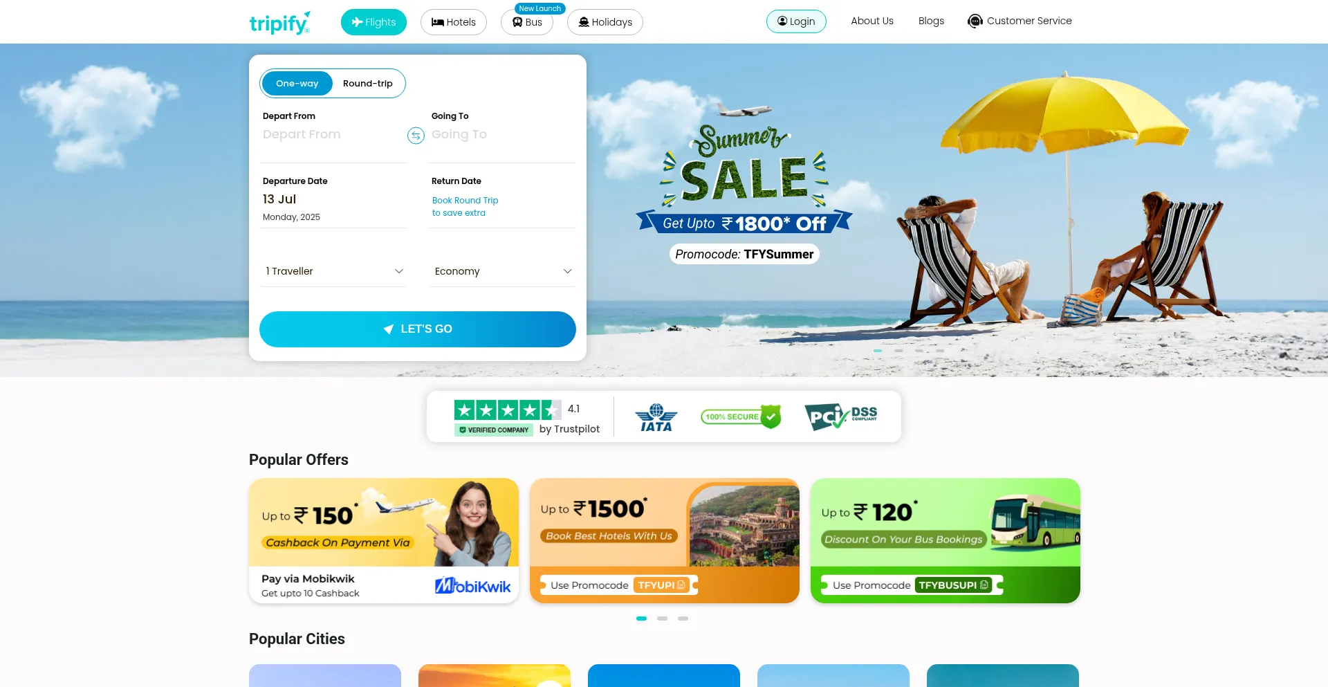 Website screenshot of Tripify.com