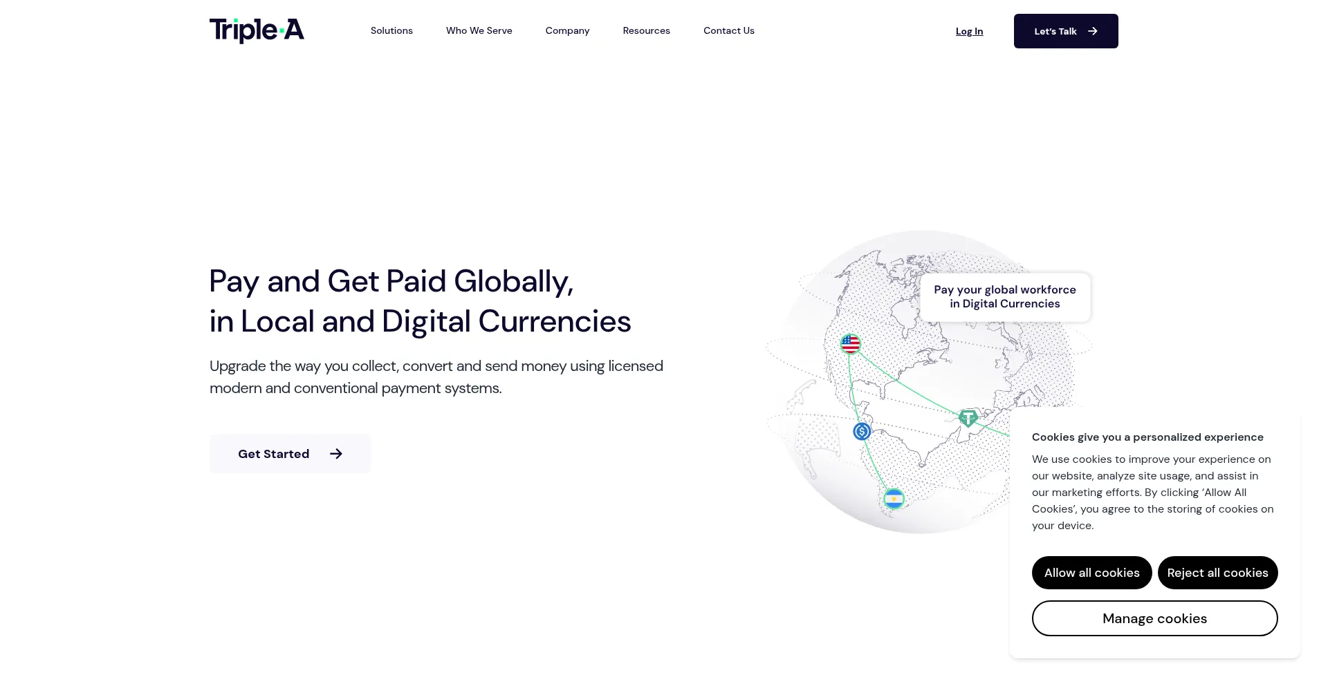 Website screenshot of Triple-a.io
