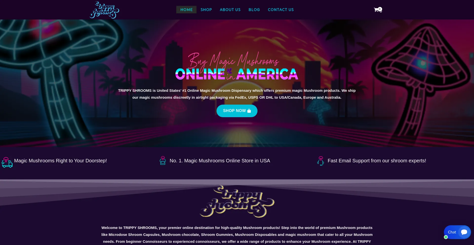 Website screenshot of Trippyshrooms.us