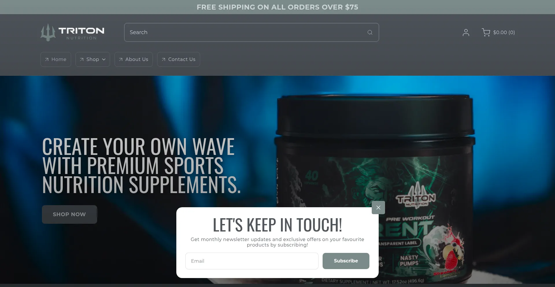 Website screenshot of Triton-nutrition.com