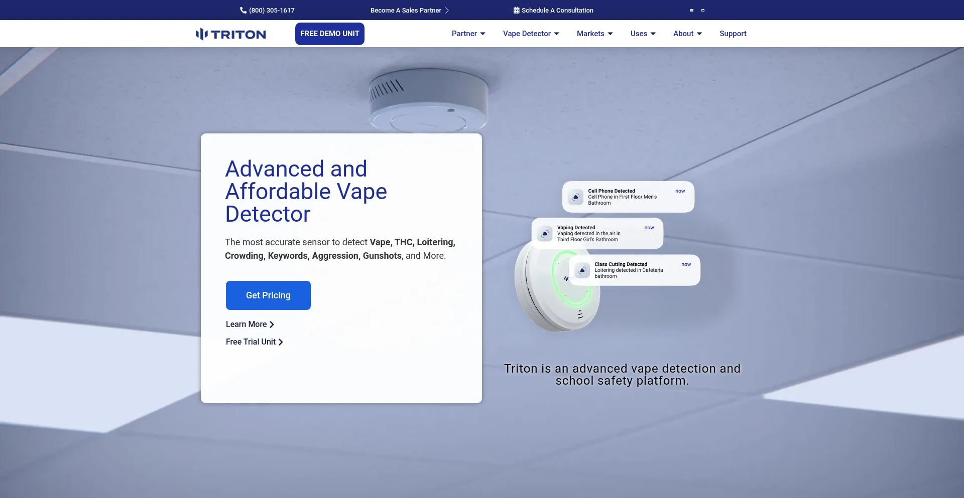 Website screenshot of Tritonsensors.com