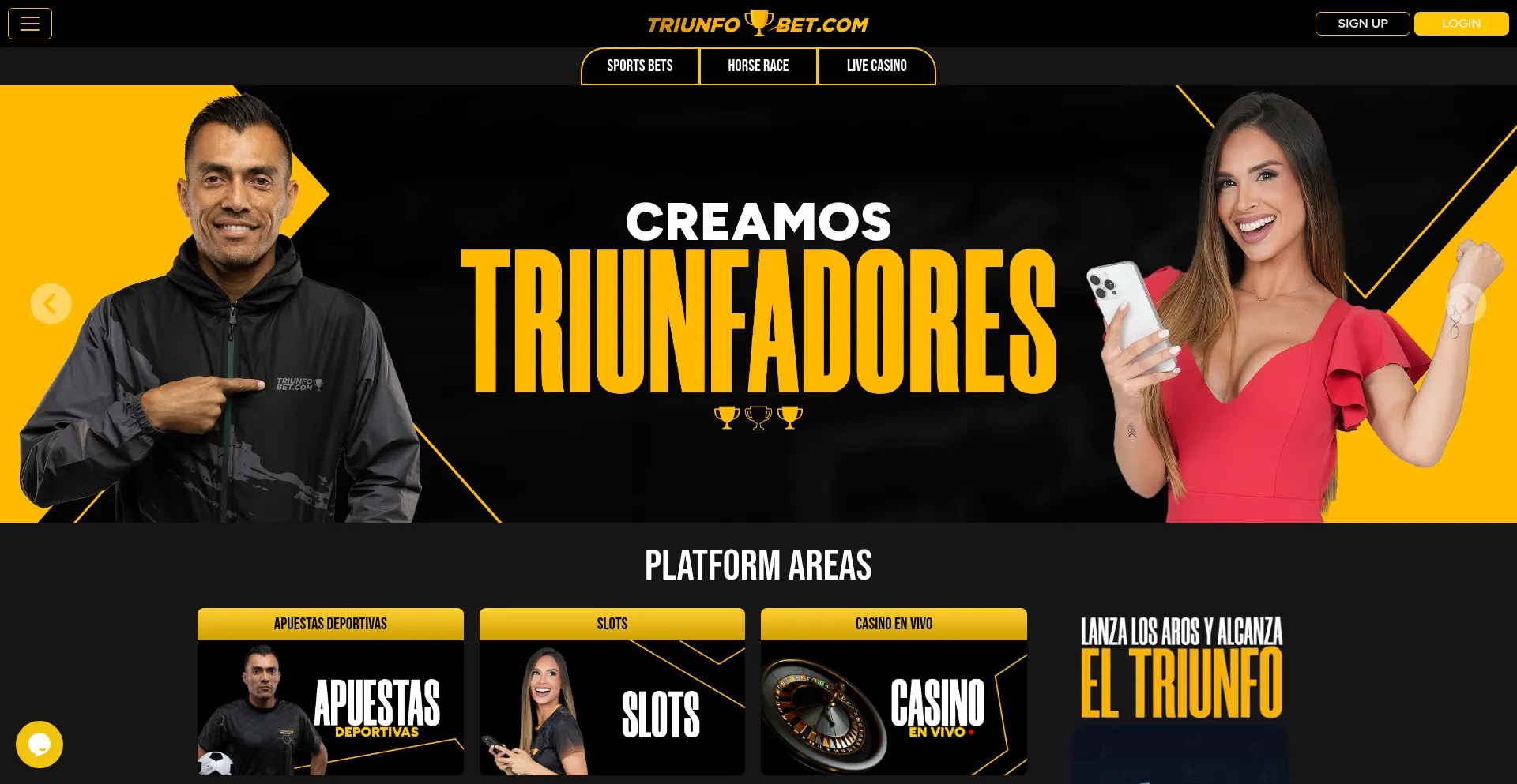 Website screenshot of Triunfobet.com