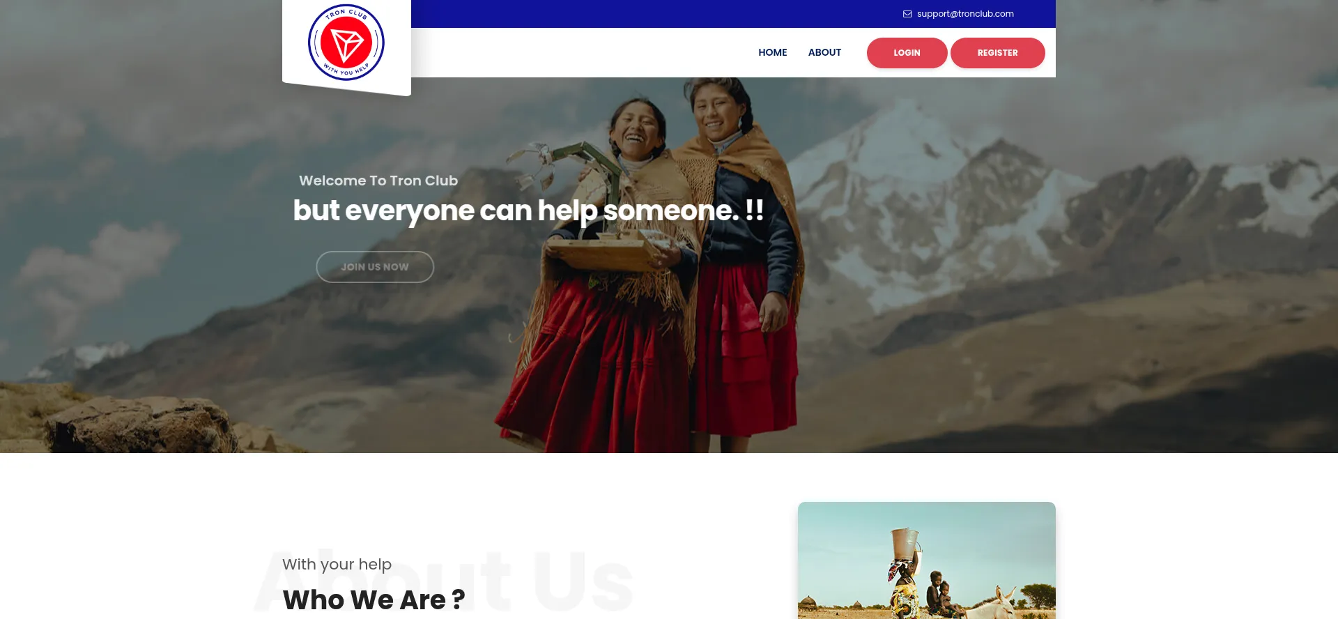 Website screenshot of Tronclub.live