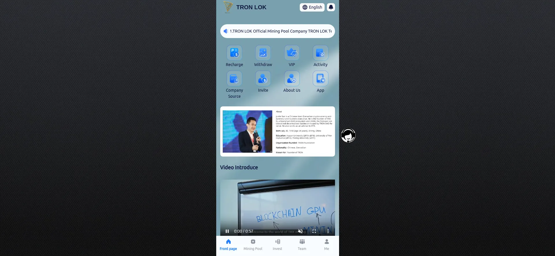 Website screenshot of Tronlok.cc