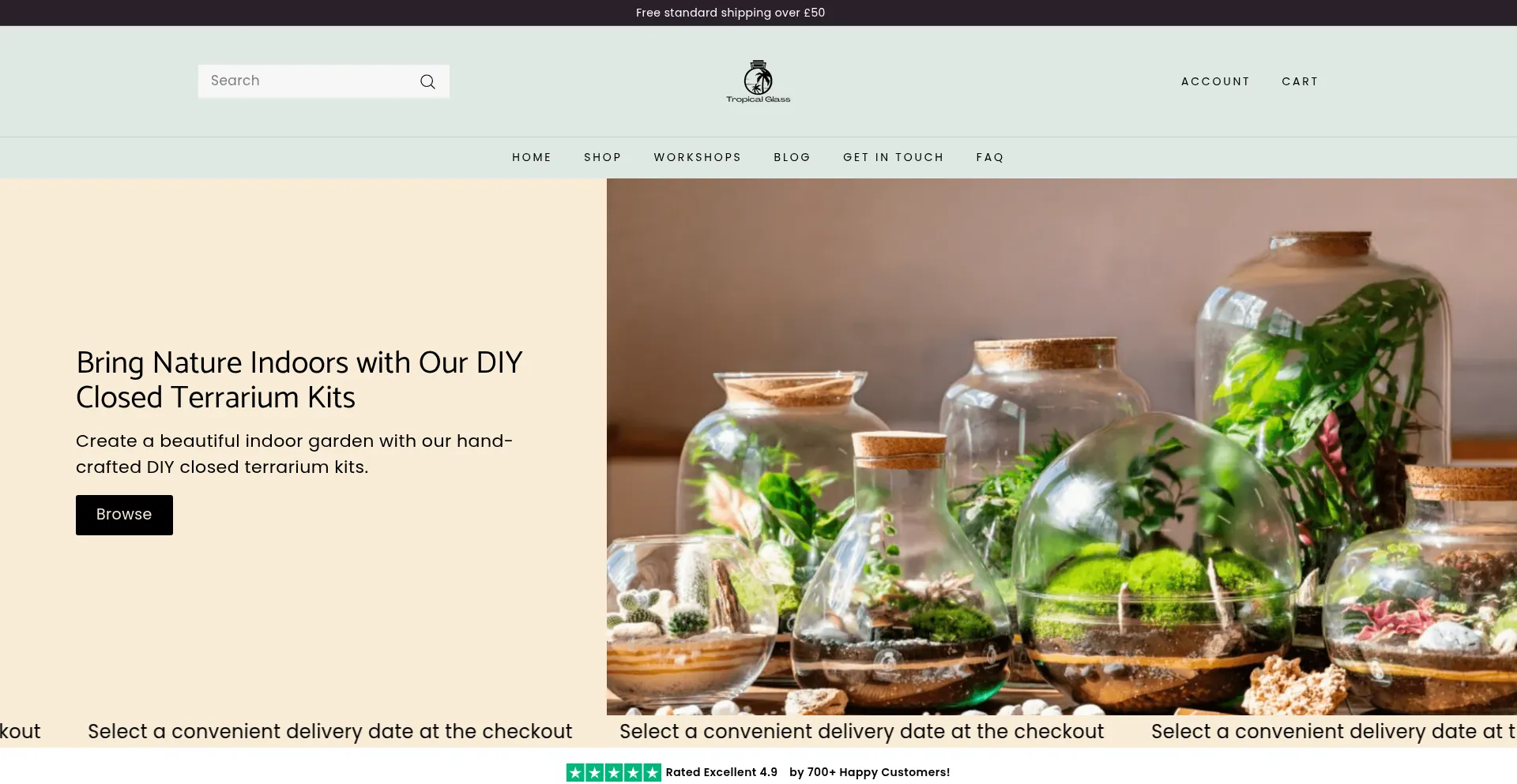 Website screenshot of Tropicalglass.co.uk
