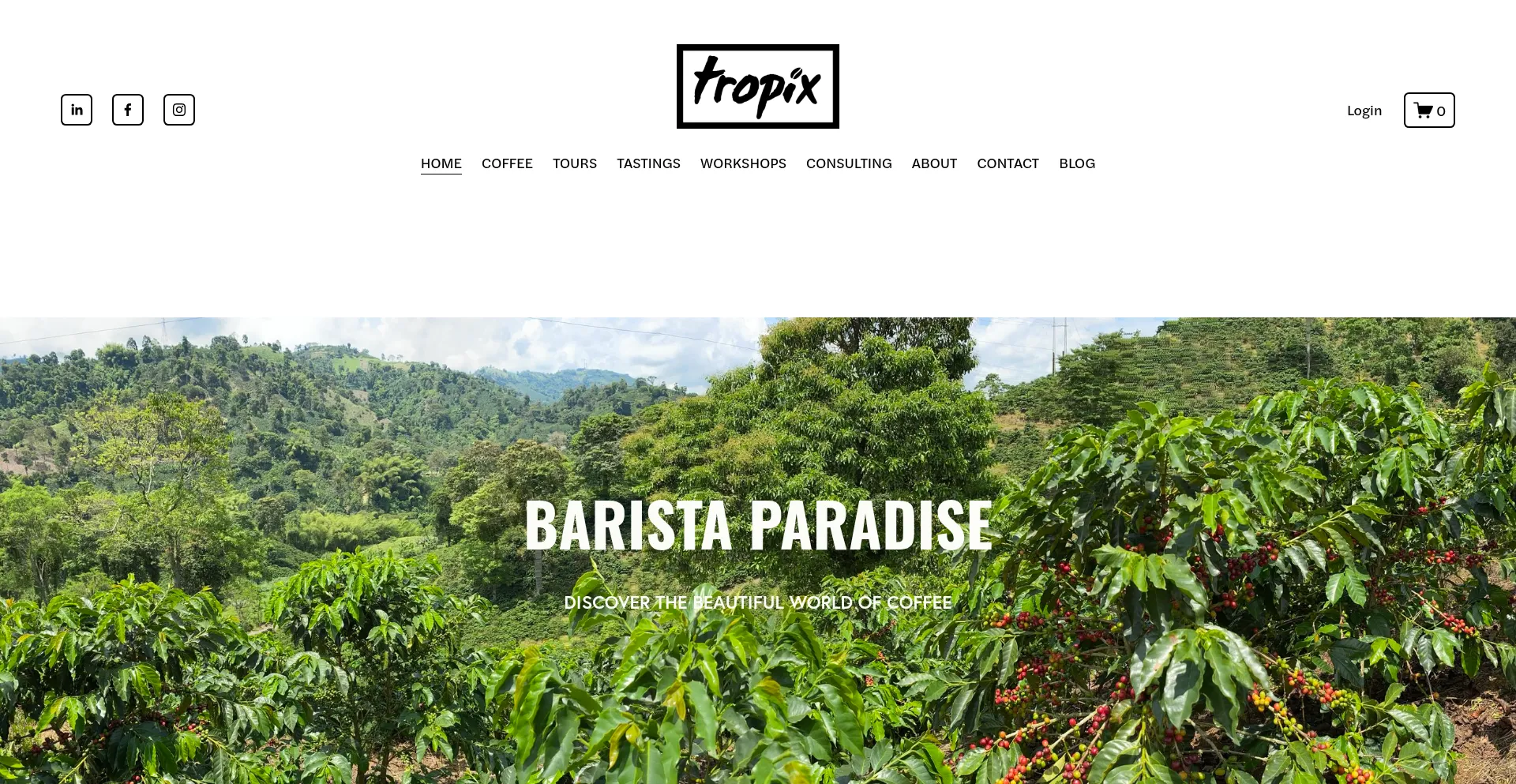 Website screenshot of Tropix.coffee