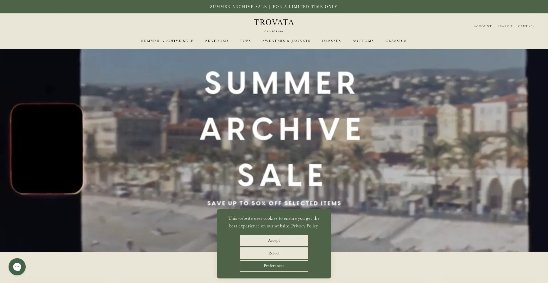 Website screenshot of Trovata.com