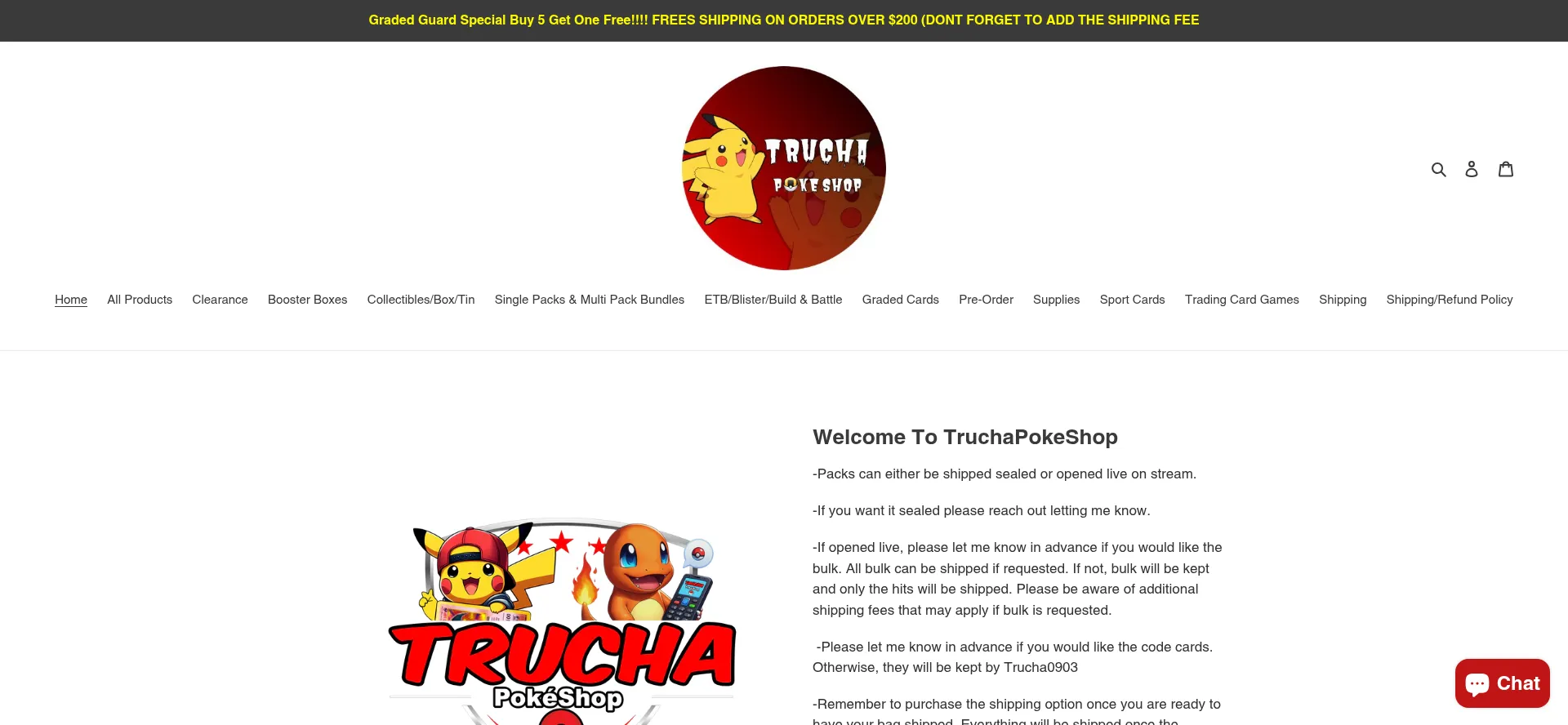 Website screenshot of Truchapokeshop.com