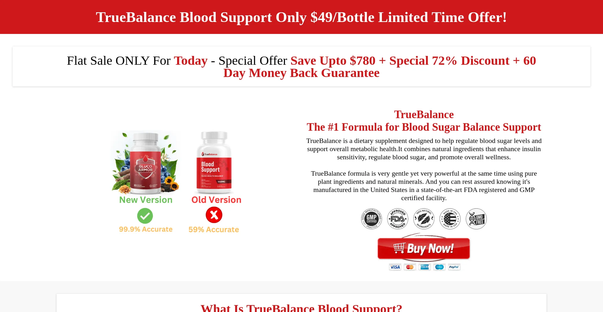 Website screenshot of Truebalancebloodsupport.com