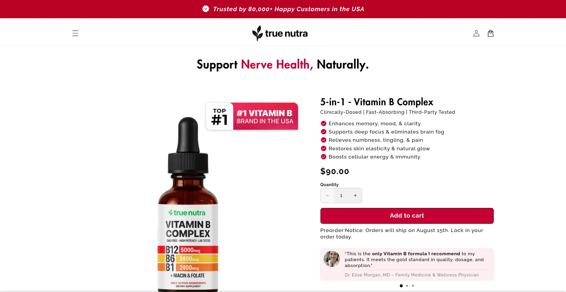 Website screenshot of Truenutraco.com