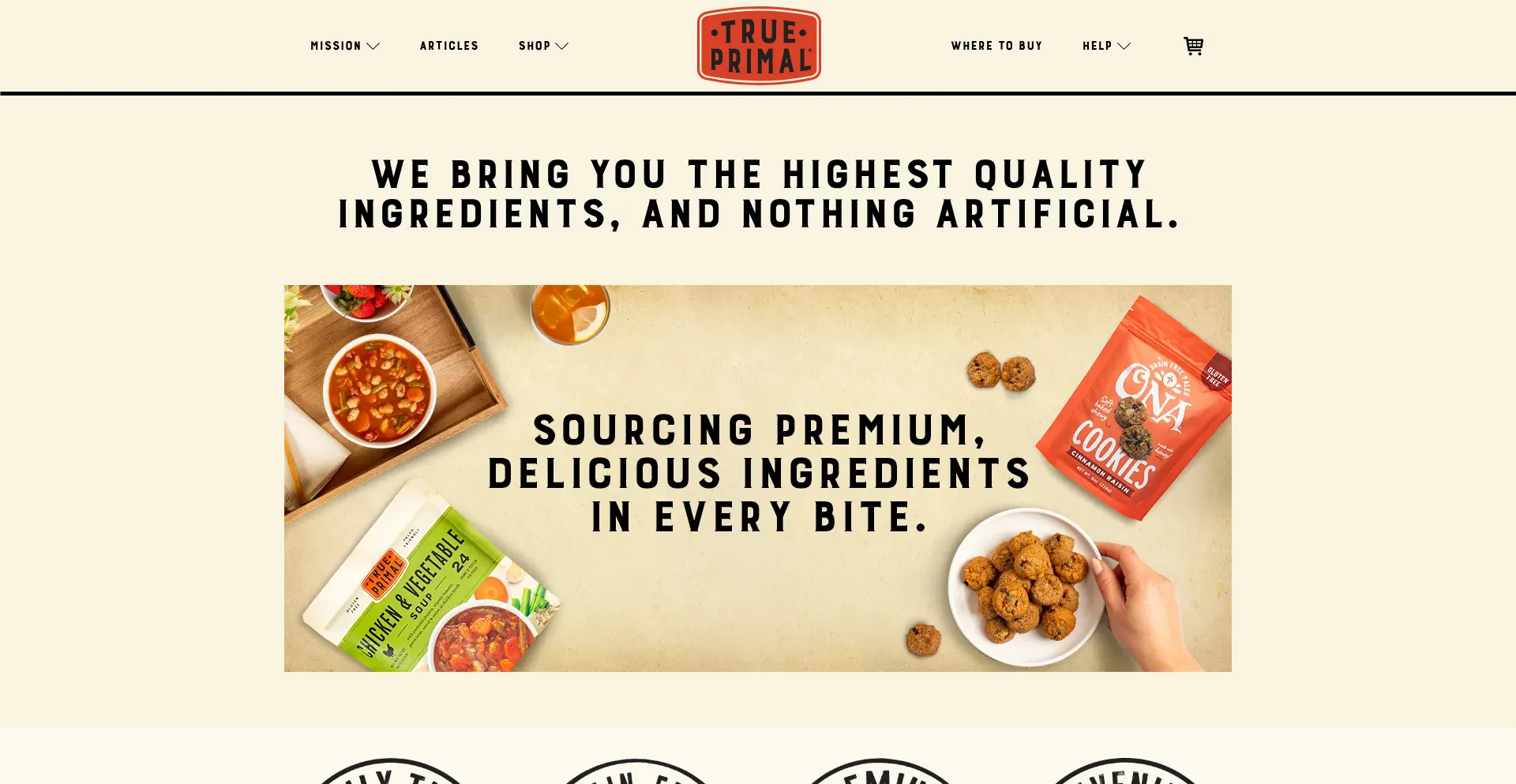 Website screenshot of Trueprimal.com
