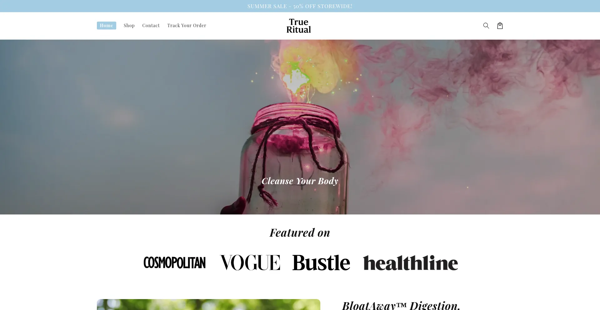 Website screenshot of Trueritual.store