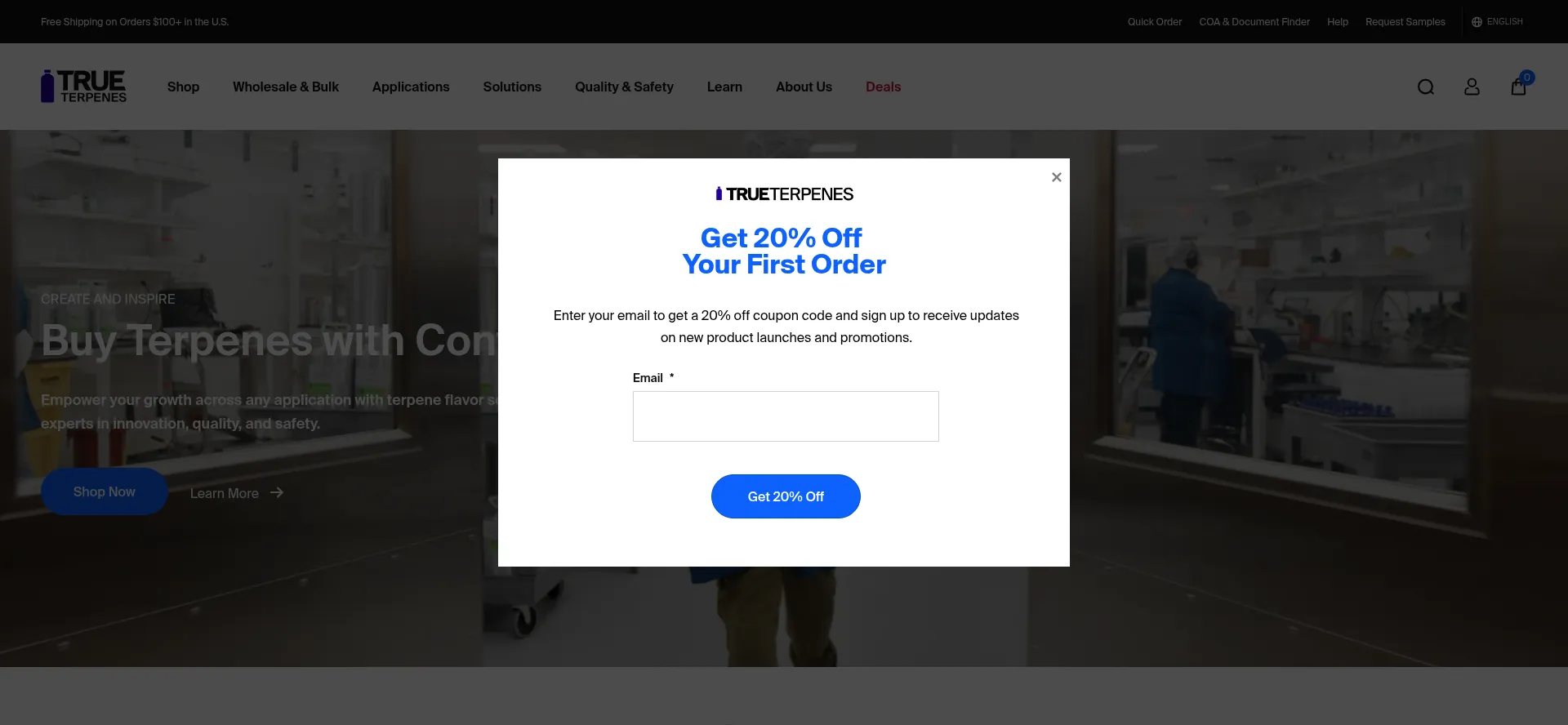 Website screenshot of Trueterpenes.com