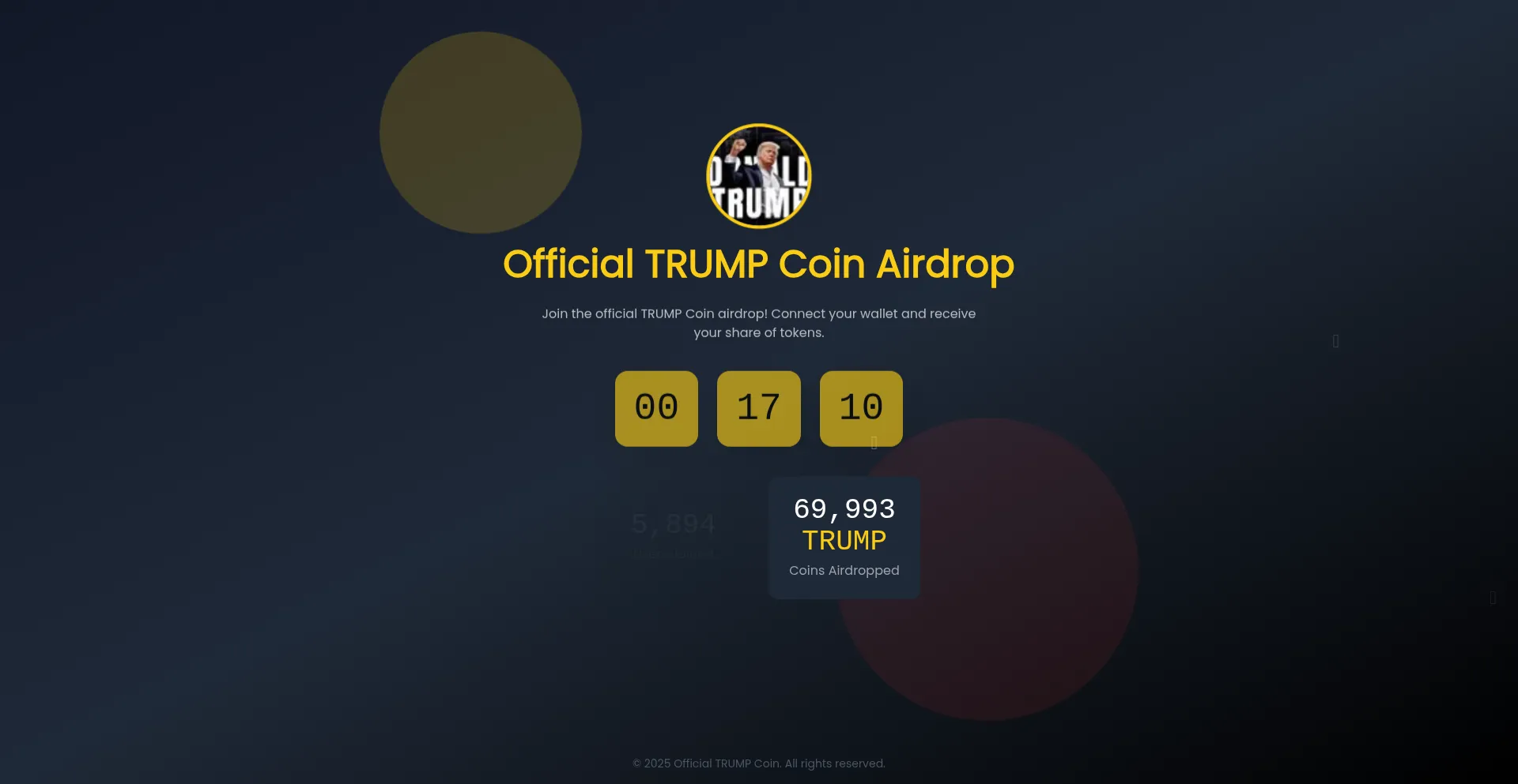 Website screenshot of Trumpairdropofficial.online