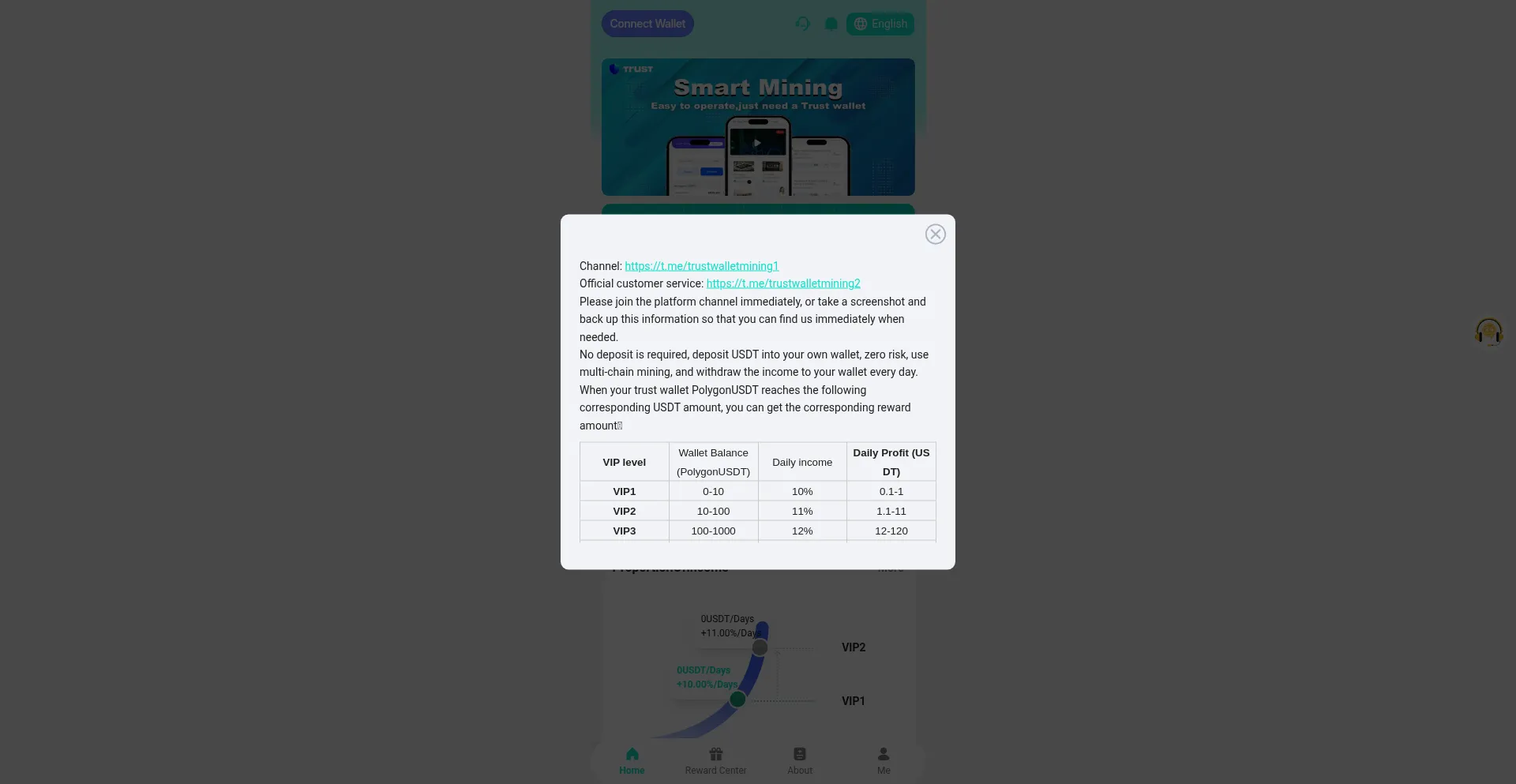 Website screenshot of Trust-mining.top