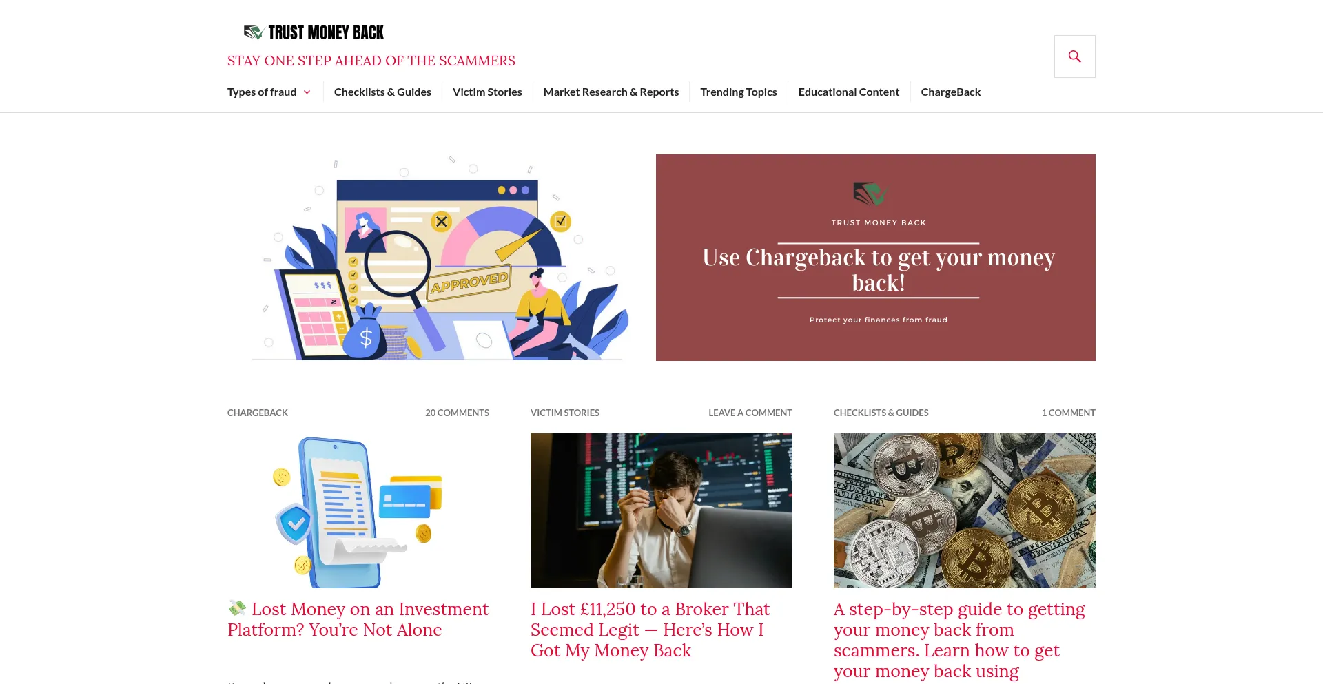 Website screenshot of Trust-money-back.com