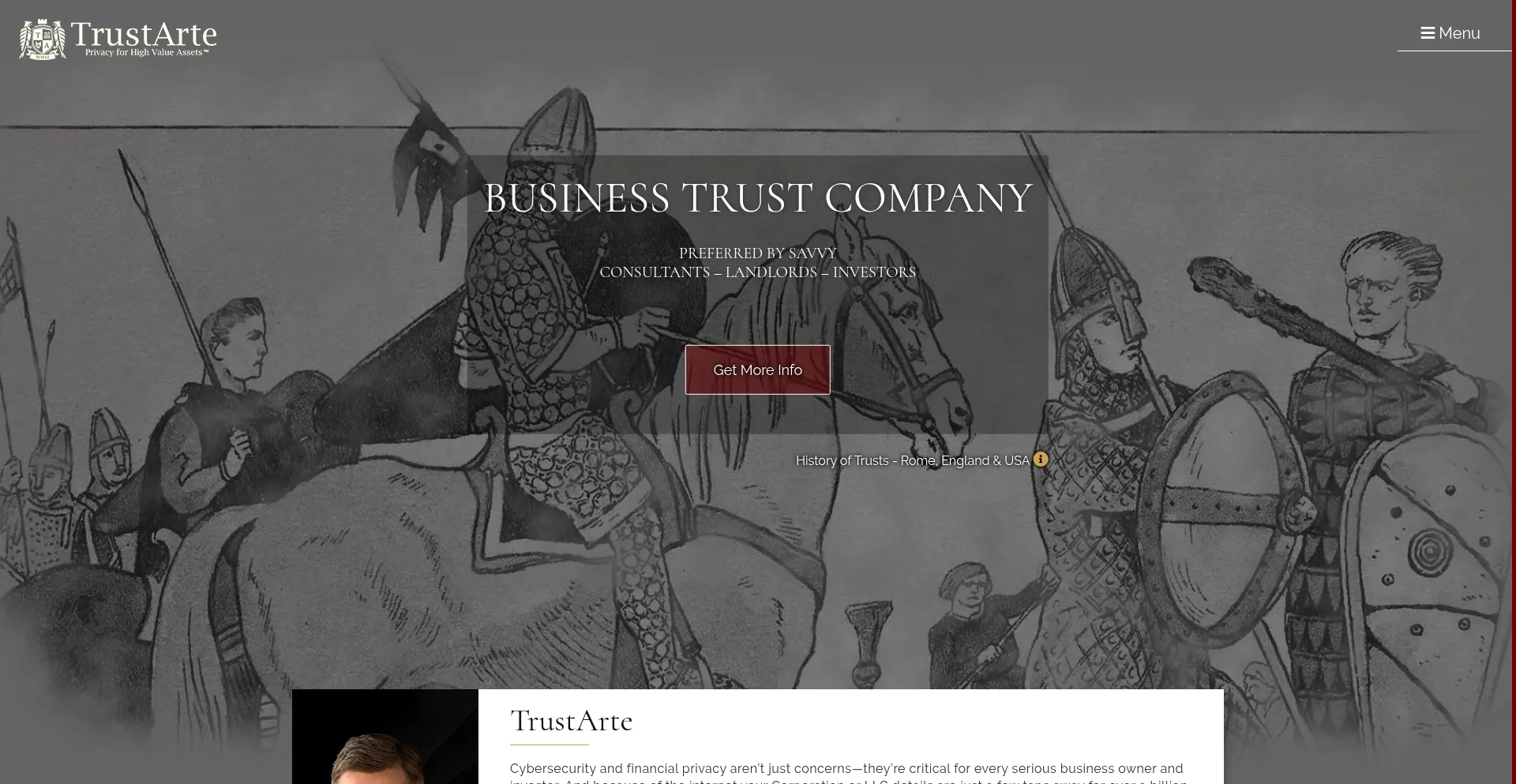 Website screenshot of Trustarte.com