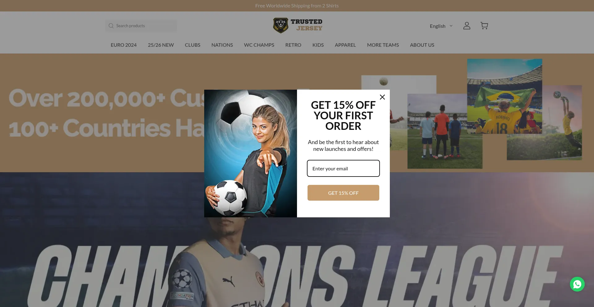 Website screenshot of Trustedjersey.shop