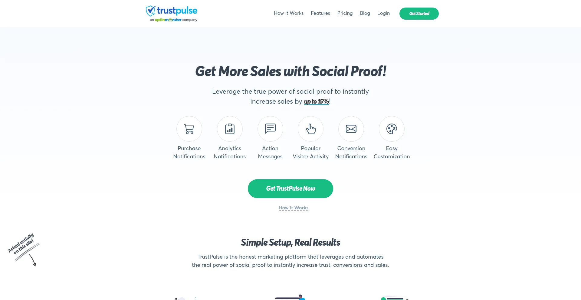 Website screenshot of Trustpulse.com