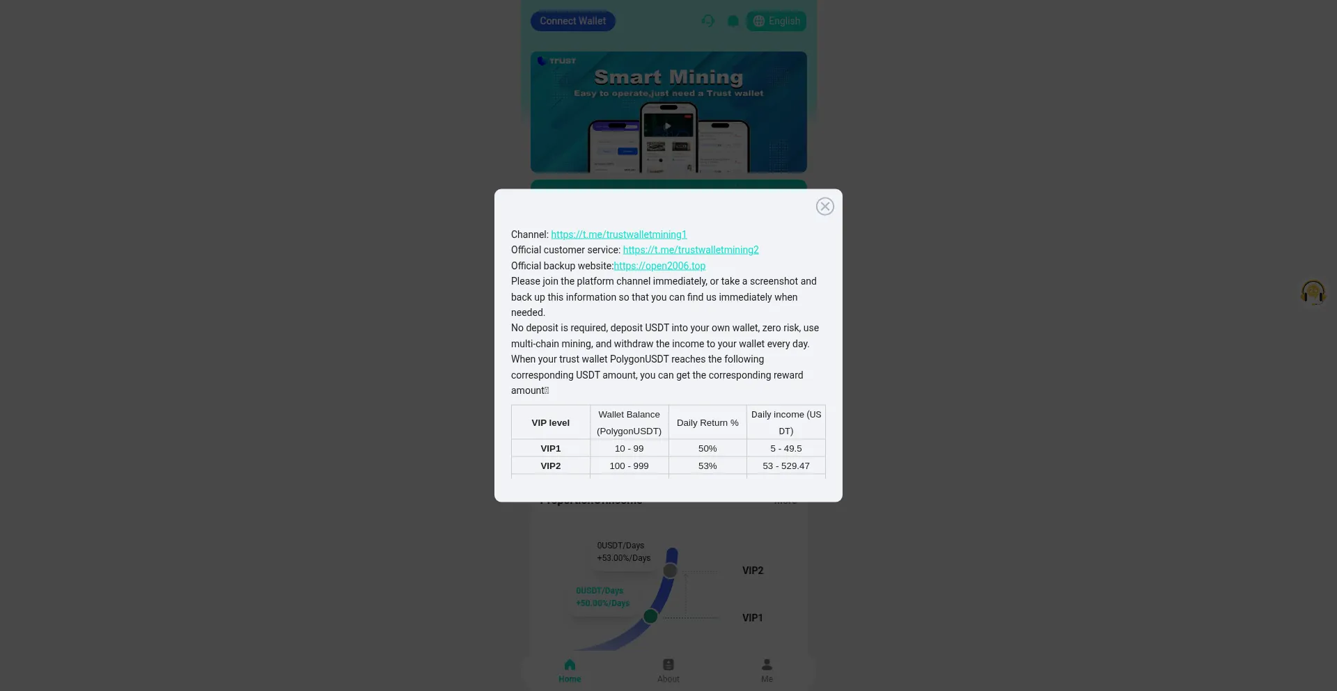 Website screenshot of Trustwalletmining.xyz